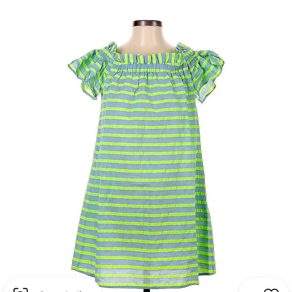 Anthropologie Corey Lynn Calter off the shoulder neon stripe dress - Size Medium
